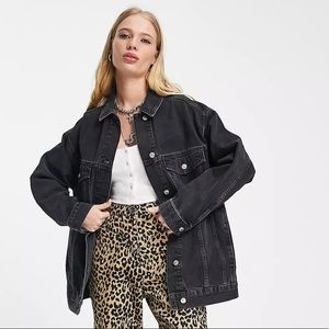 Topshop Dad denim jacket in washed black size US 4